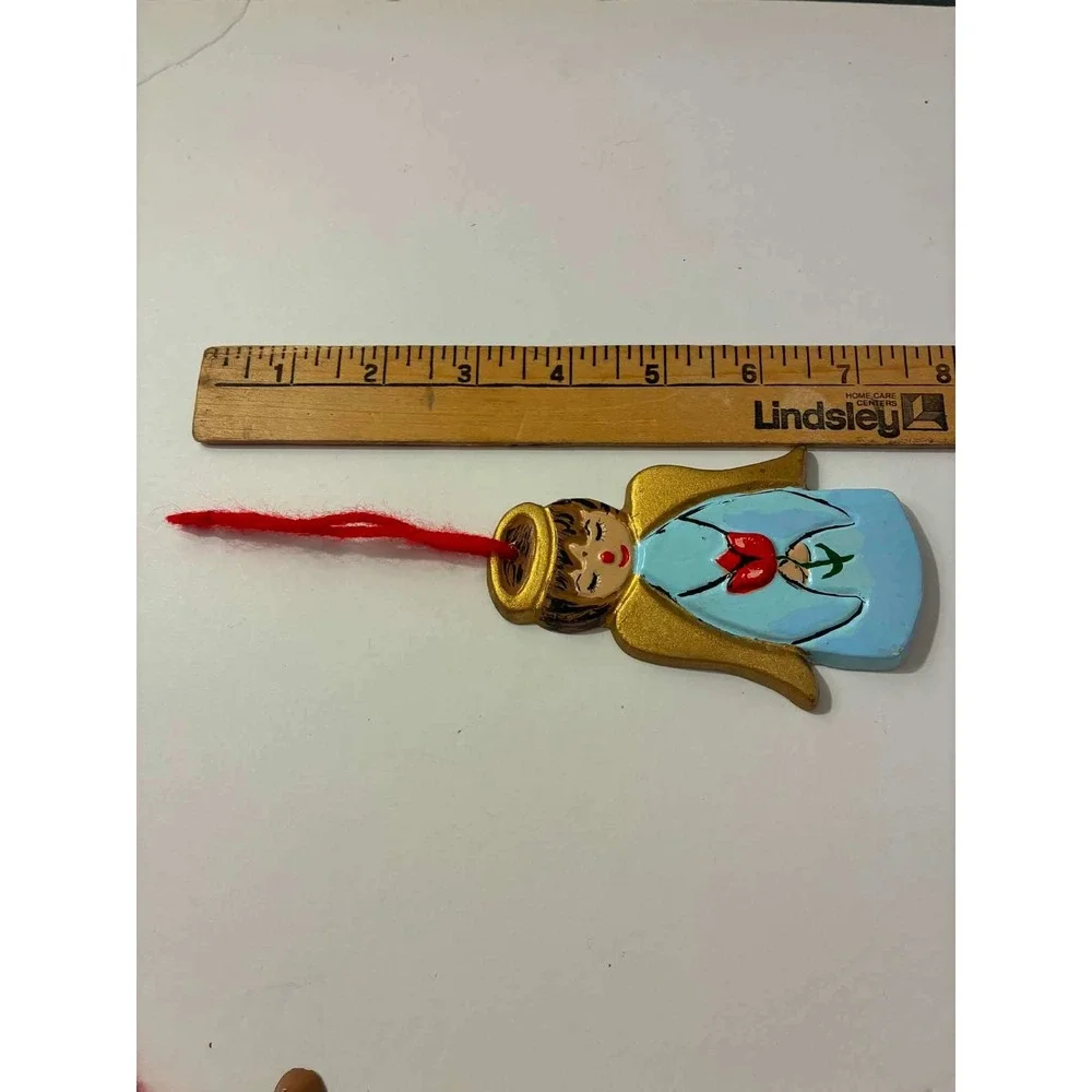 Vintage Handmade Christmas Ornament Lot of 5 Angel Reindeer Bear Child Fish 1974